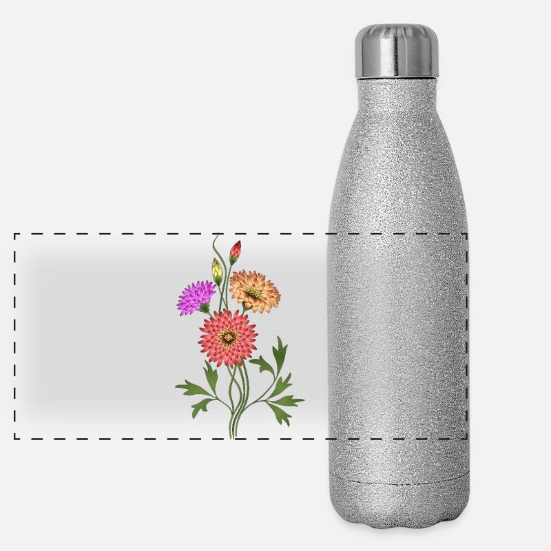 Blumen Panorama Glitzer Isolierflasche 500 ml