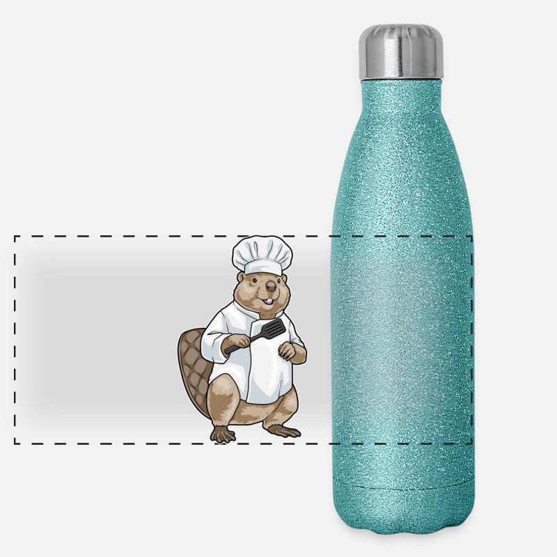 Biber Koch Pfannenwender Kochen Panorama Glitzer Isolierflasche 500 ml