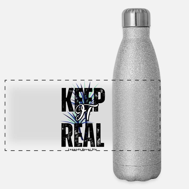 Tropical Palm Tree Color Explosion - Panoramic Glitter Thermal Bottle 500 ml - silver glitter
