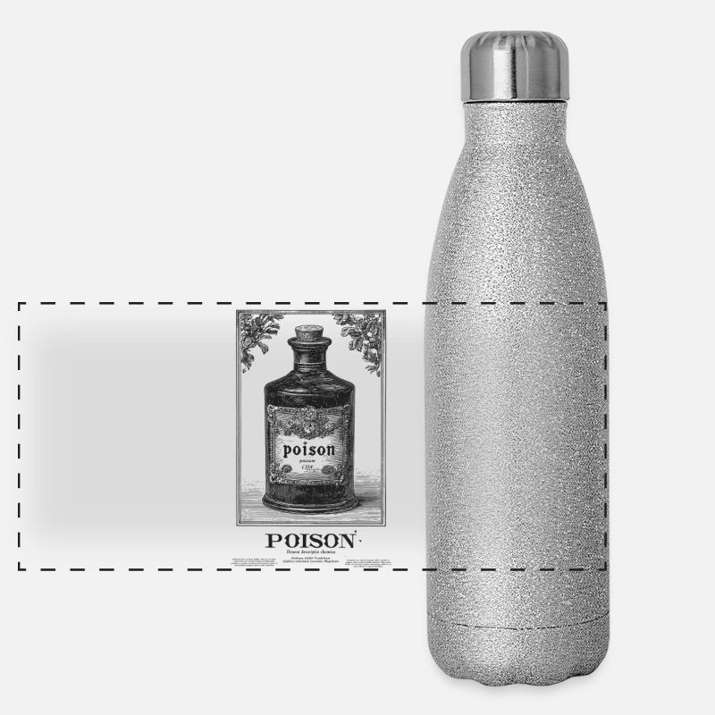 Étiquette de bouteille de poison vintage Gourde isotherme panoramique pailletée 500 ml