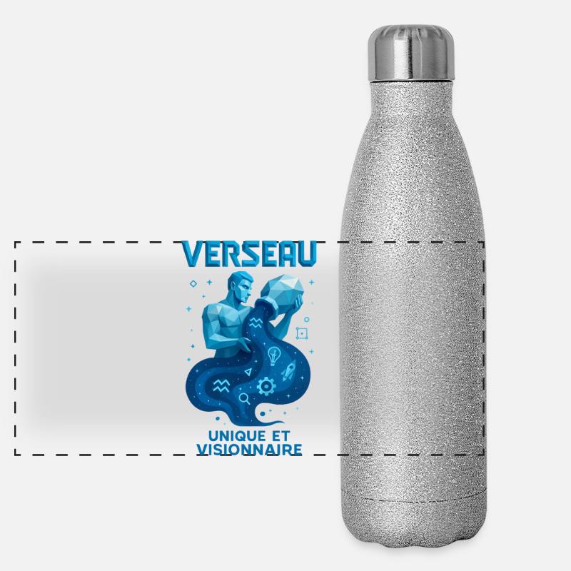 Wassermann Sternzeichen - Astrologie Panorama Glitzer Isolierflasche 500 ml