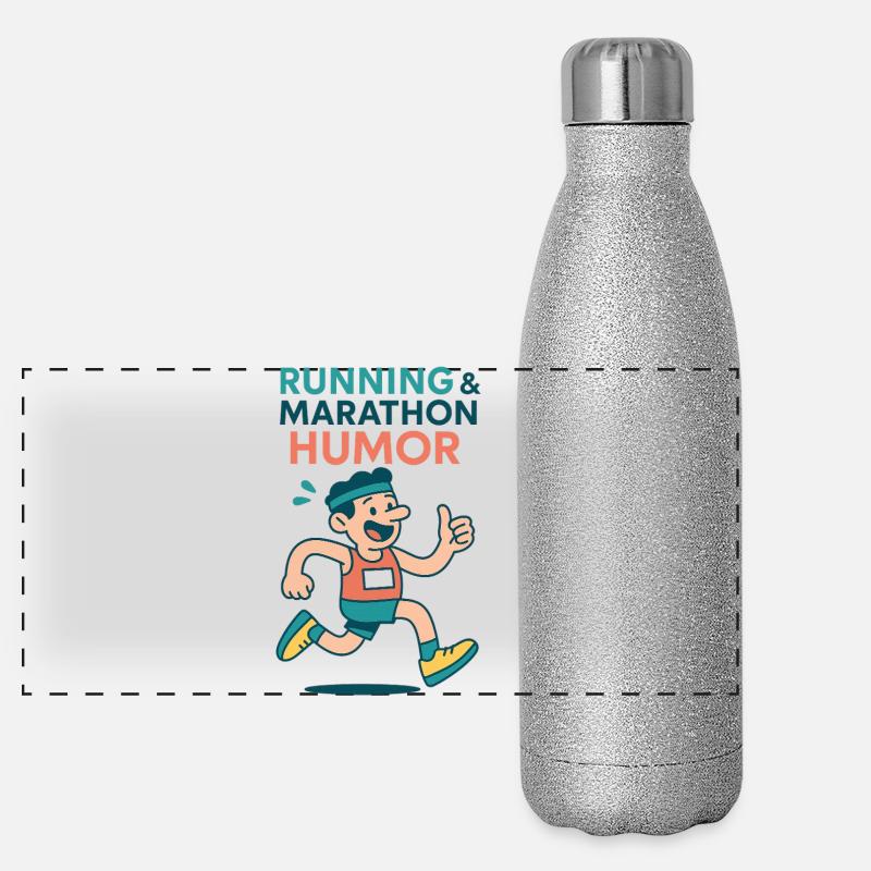 Humour de marathon de dessins animés Funny Runner Gourde isotherme panoramique pailletée 500 ml