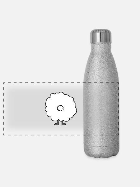 Schaf von hinten - Panorama Glitzer Isolierflasche 500 ml - Silber Glitzer - Vorne
