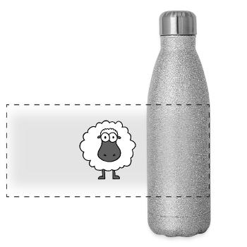 Schaf - Panorama Glitzer Isolierflasche 500 ml - Silber Glitzer - Vorne