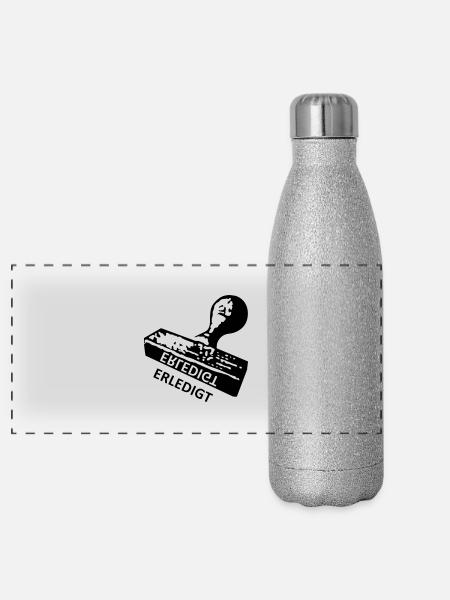 Erledigt - Stempel - Abi - Panorama Glitzer Isolierflasche 500 ml - Silber Glitzer - Vorne