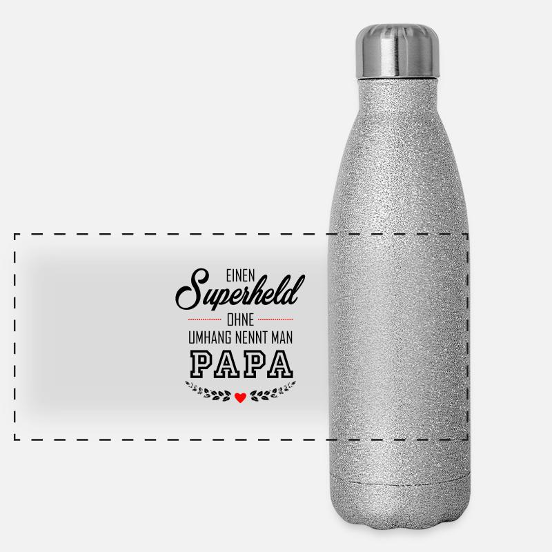 SUPERHELD PAPA Panorama Glitzer Isolierflasche 500 ml