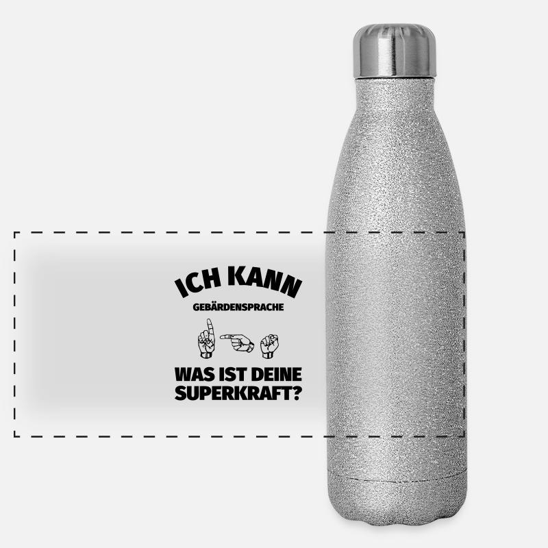 Ich kann Gebärdensprache! Was ist deine Superkraft Panorama Glitzer Isolierflasche 500 ml