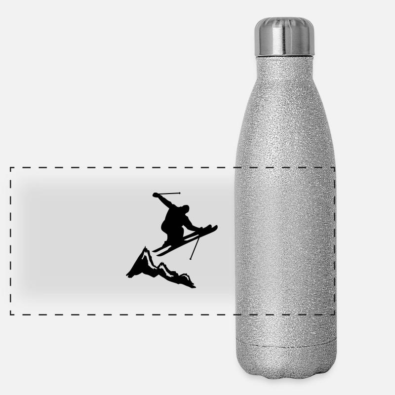 ski jump with mountains Panoramic Glitter Thermal Bottle 500 ml
