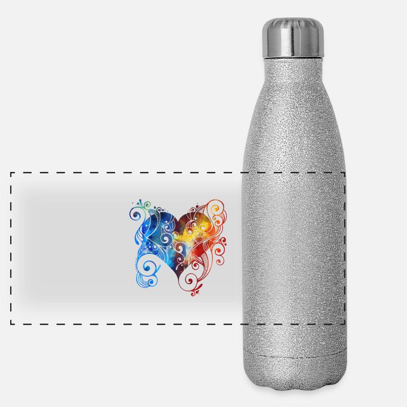 Buntes Herz Panorama Glitzer Isolierflasche 500 ml