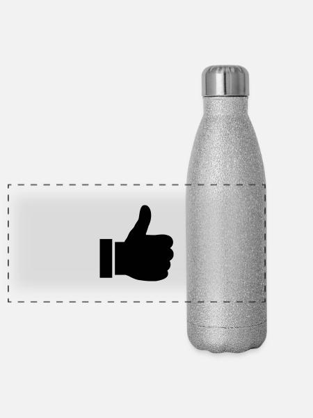 like symbol - Panoramic Glitter Thermal Bottle 500 ml - silver glitter - Front