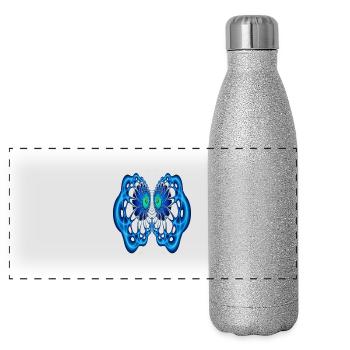 spooky eyes - Panoramic Glitter Thermal Bottle 500 ml - silver glitter - Front