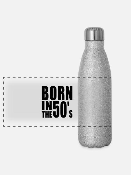 Né dans les années 50 - Gourde isotherme panoramique pailletée 500 ml - paillettes argentées - Devant