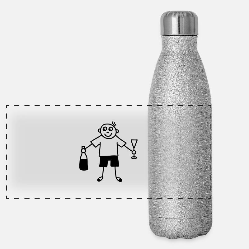Mann mit Sektglas & Sektflasche Panorama Glitzer Isolierflasche 500 ml