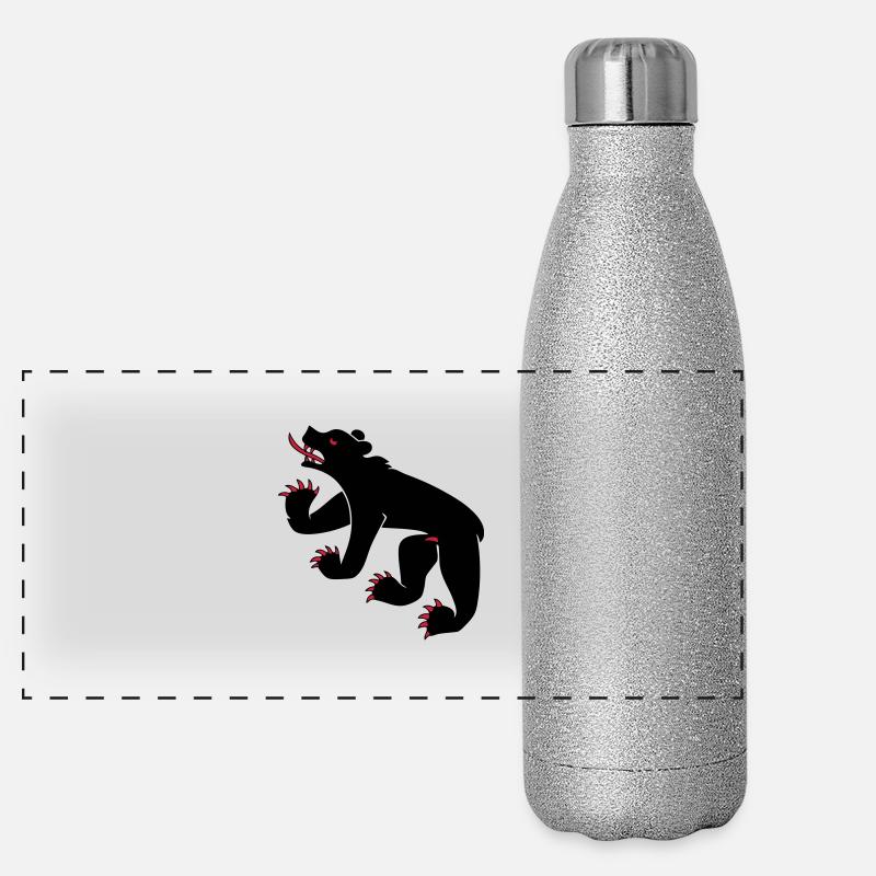 dessin d'un ours symbole drapeau de Berne Suisse Gourde isotherme panoramique pailletée 500 ml