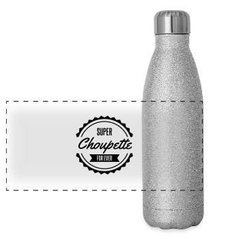 super choupette for ever - Gourde isotherme panoramique pailletée 500 ml - paillettes argentées - Devant