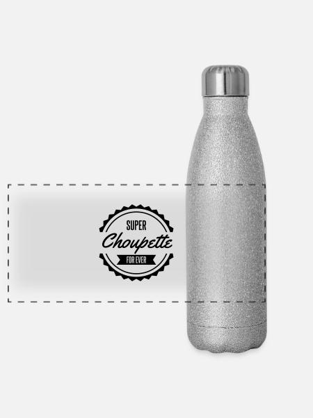 super choupette for ever - Gourde isotherme panoramique pailletée 500 ml - paillettes argentées - Devant