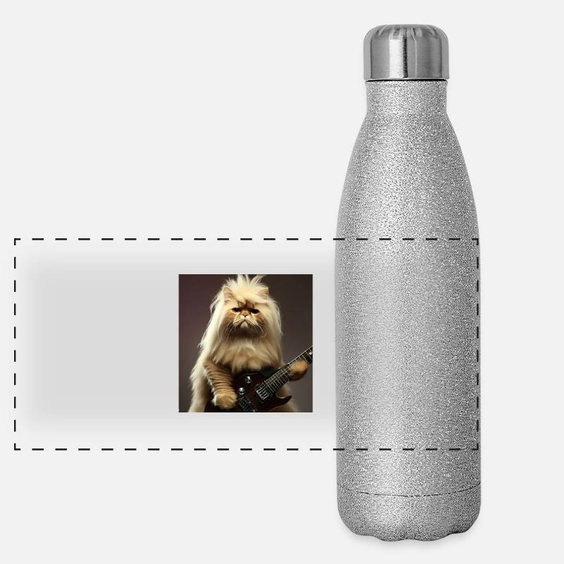 Le chat persan Negan en rocker Gourde isotherme panoramique pailletée 500 ml