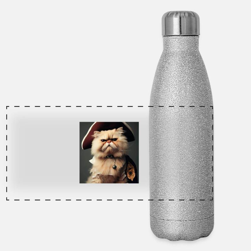 Persian cat Negan as a pirate Panoramic Glitter Thermal Bottle 500 ml