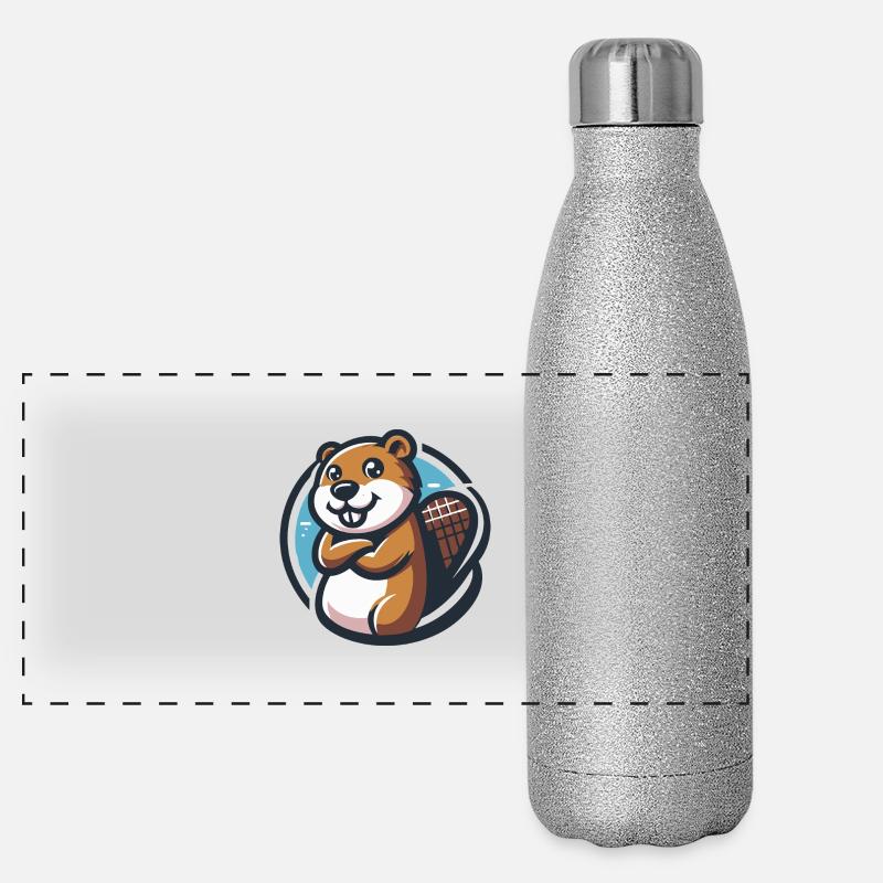 Biber baut dort Panorama Glitzer Isolierflasche 500 ml