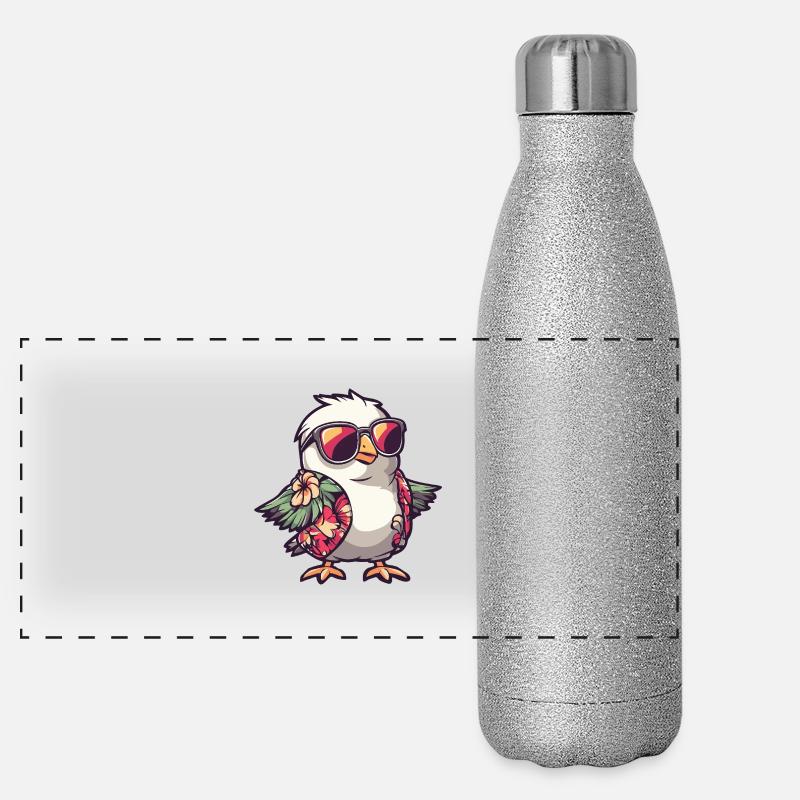 Taube Vogel Comic Urlaub Panorama Glitzer Isolierflasche 500 ml