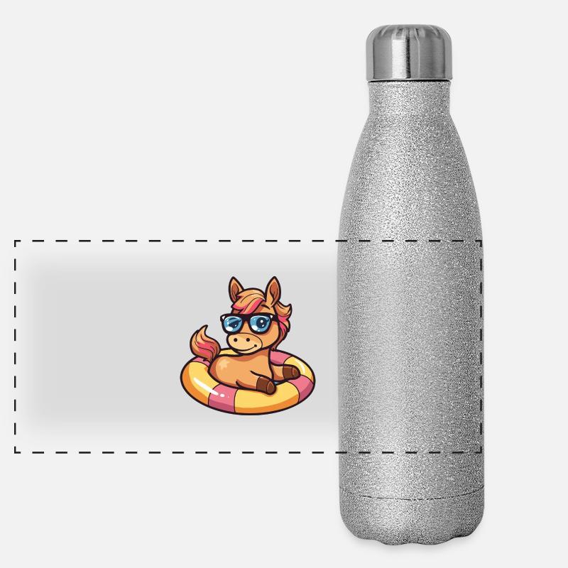 Pferd Comic Cool Panorama Glitzer Isolierflasche 500 ml