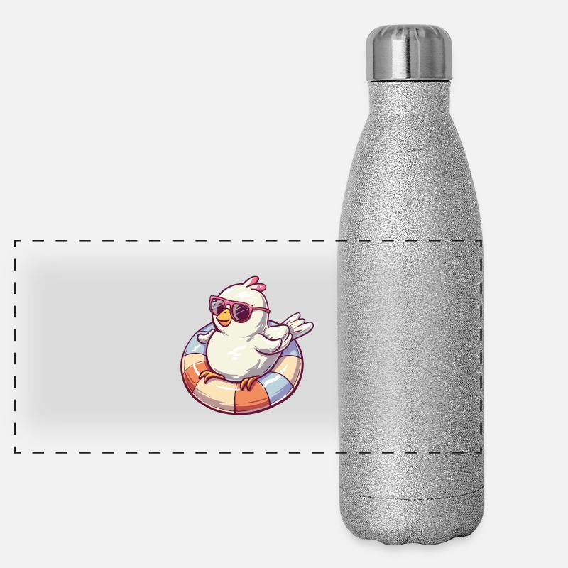 Taube Vogel Comic Cool Panorama Glitzer Isolierflasche 500 ml