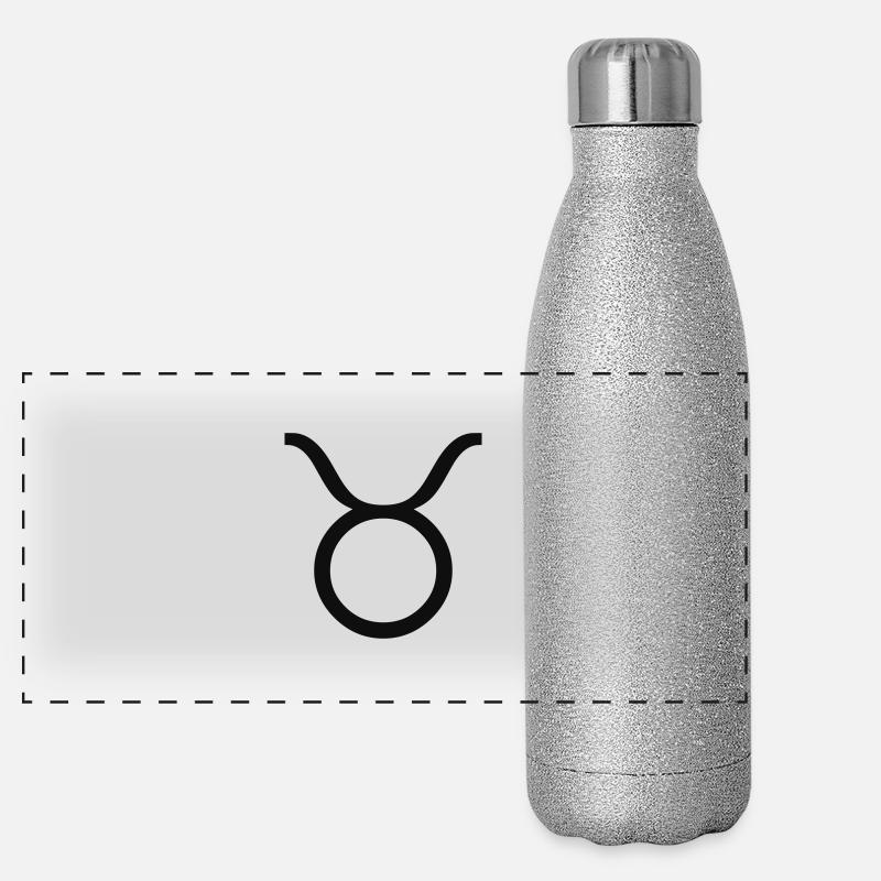 taurus / stier - Panorama Glitzer Isolierflasche 500 ml - Silber Glitzer