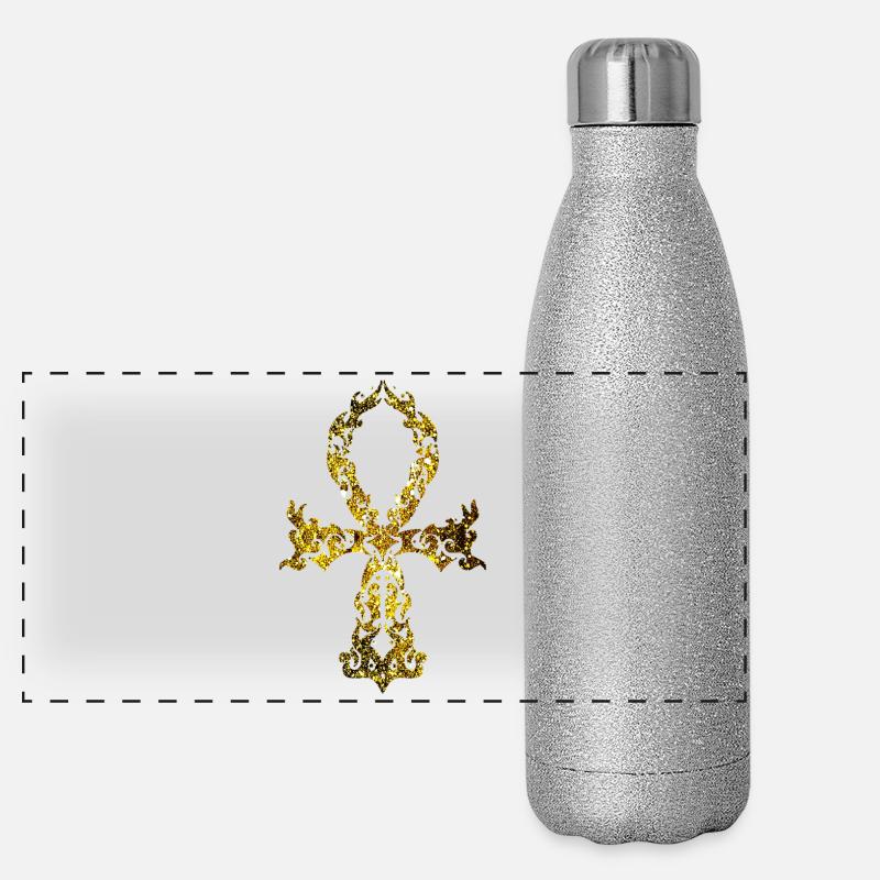 Cosmic Ankh - Goldene Version Panorama Glitzer Isolierflasche 500 ml