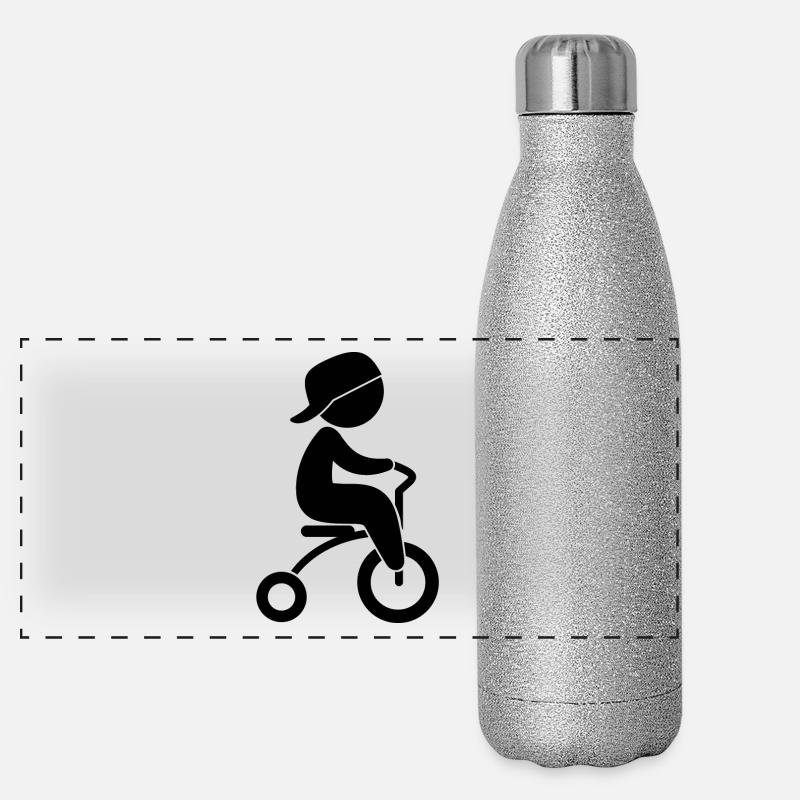 Junge, der sein Dreiräder reitet Panorama Glitzer Isolierflasche 500 ml