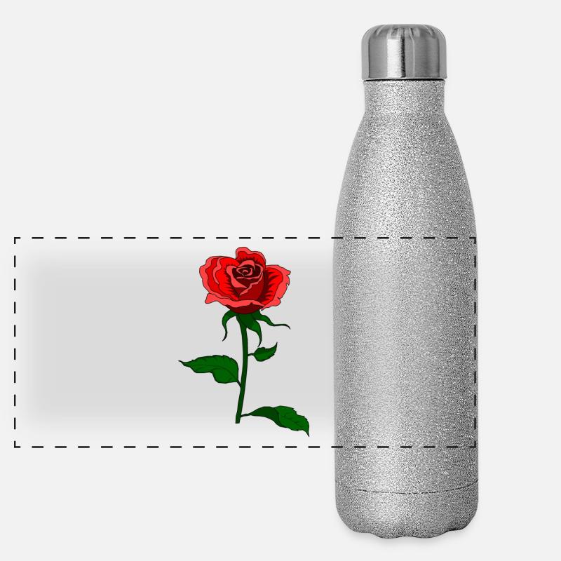 Rose - Panorama Glitzer Isolierflasche 500 ml - Silber Glitzer