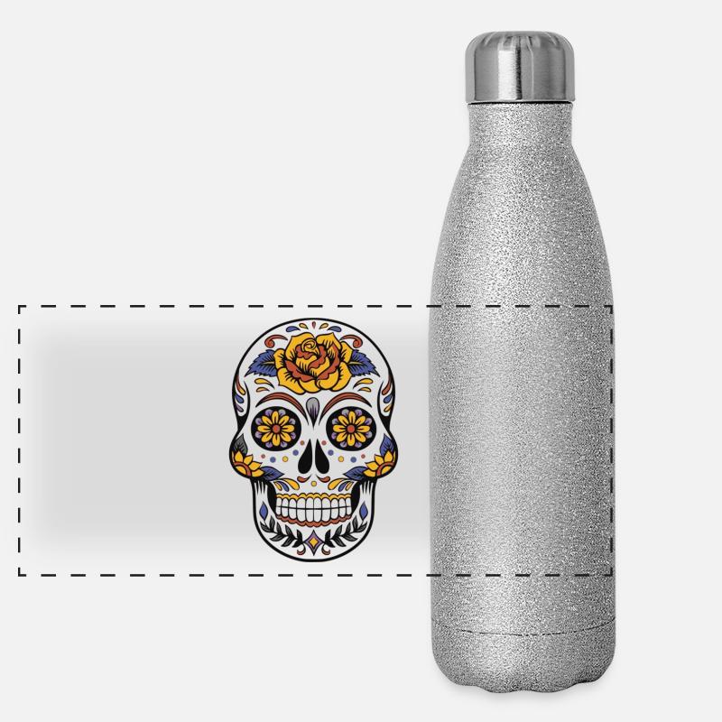 crâne mexicain Gourde isotherme panoramique pailletée 500 ml