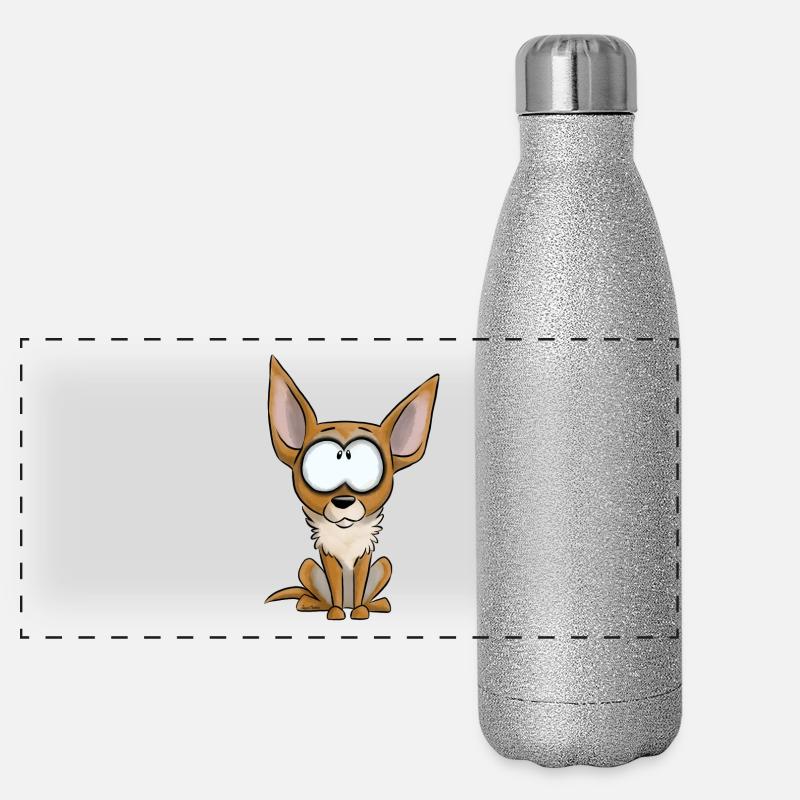 Ich bin Chihuahua - Weiß Kitz Panorama Glitzer Isolierflasche 500 ml