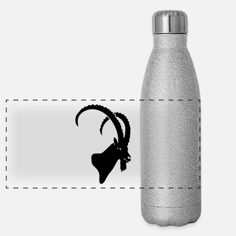 bouquetin capricorne chèvre mouton les Alpes roc Gourde isotherme panoramique pailletée 500 ml