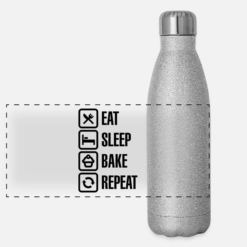 Eat Sleep Bake Repeat Panorama Glitzer Isolierflasche 500 ml