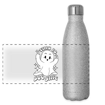 Ghost This is Boo Shit Funny Halloween Sayings - Panoramic Glitter Thermal Bottle 500 ml - silver glitter - Front