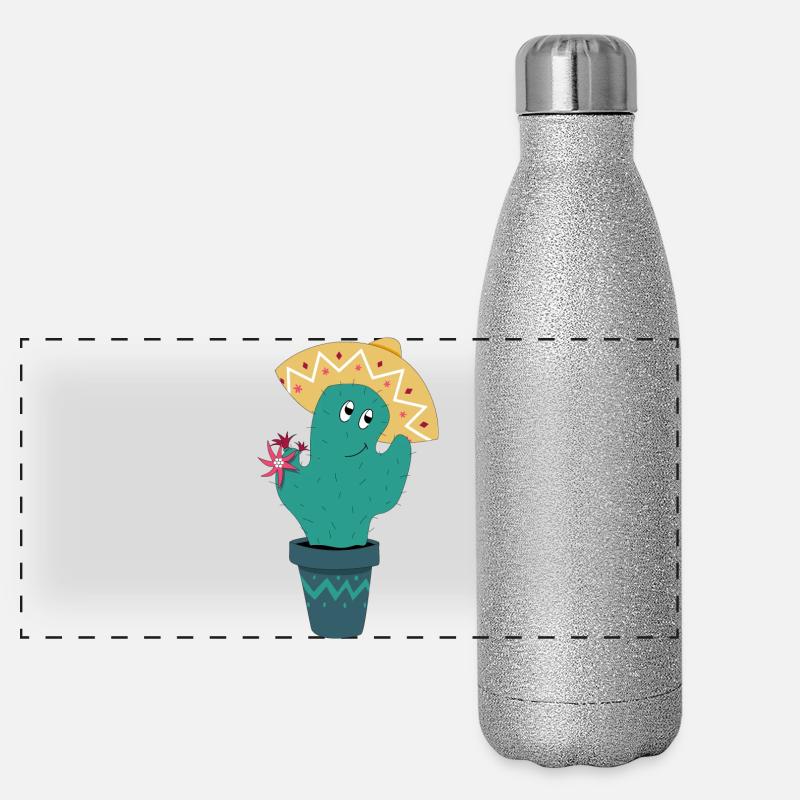 Cactus mexicain Gourde isotherme panoramique pailletée 500 ml