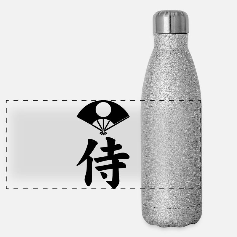 Samurai-Emblem des Satake-Clans (schwarz) Panorama Glitzer Isolierflasche 500 ml