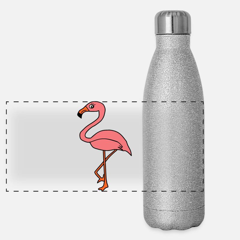 Flamingos Vogel Vögelchen Tiere Geschenk Panorama Glitzer Isolierflasche 500 ml