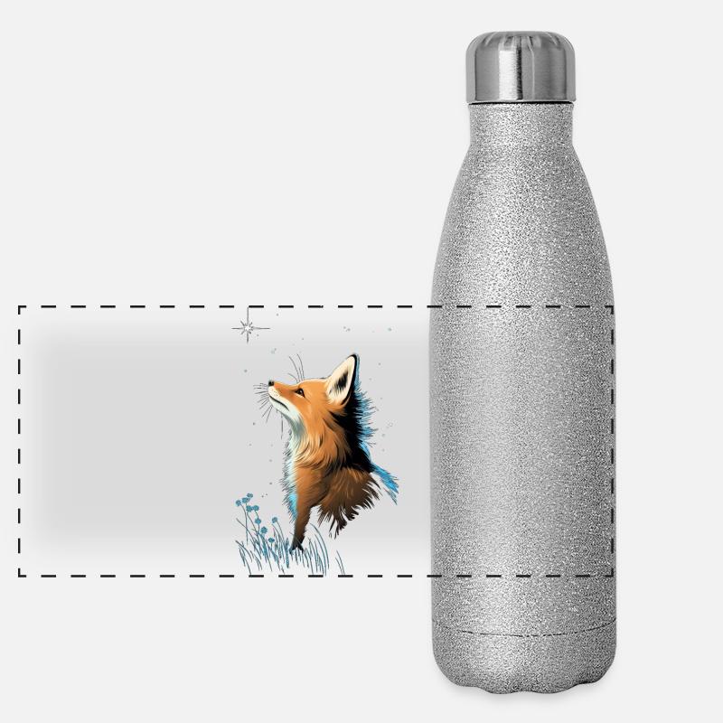 Fox with starry sky Panoramic Glitter Thermal Bottle 500 ml