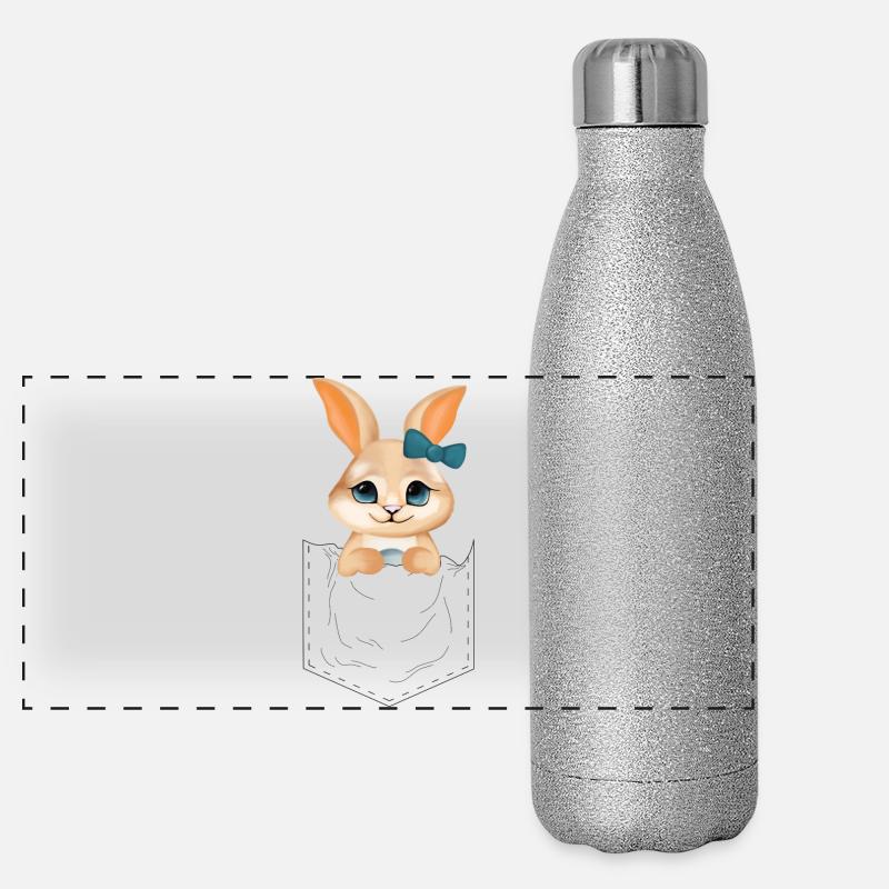 Un lapin mignon dans le sac – Illustration mignonne Gourde isotherme panoramique pailletée 500 ml