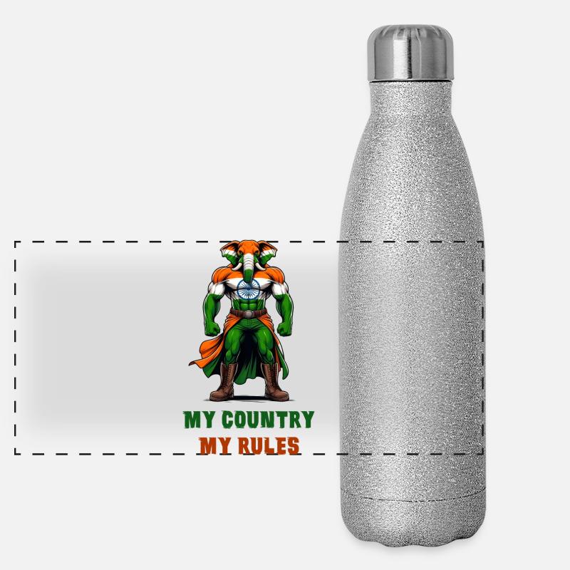 Mon pays, mes règles, l'Inde, l'éléphant Gourde isotherme panoramique pailletée 500 ml