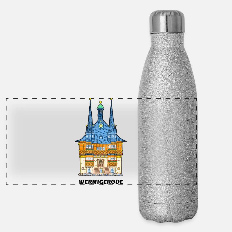 Wernigerode, Town Hall, Half-Timbered House East Germany Panoramic Glitter Thermal Bottle 500 ml