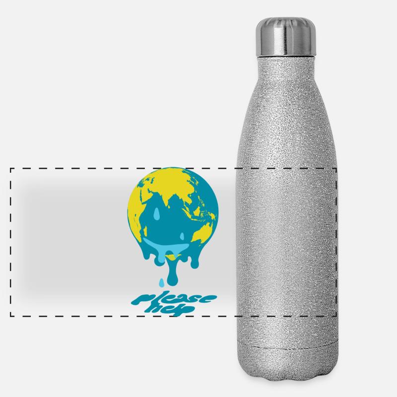 Global Warming Globe - Panoramic Glitter Thermal Bottle 500 ml - silver glitter