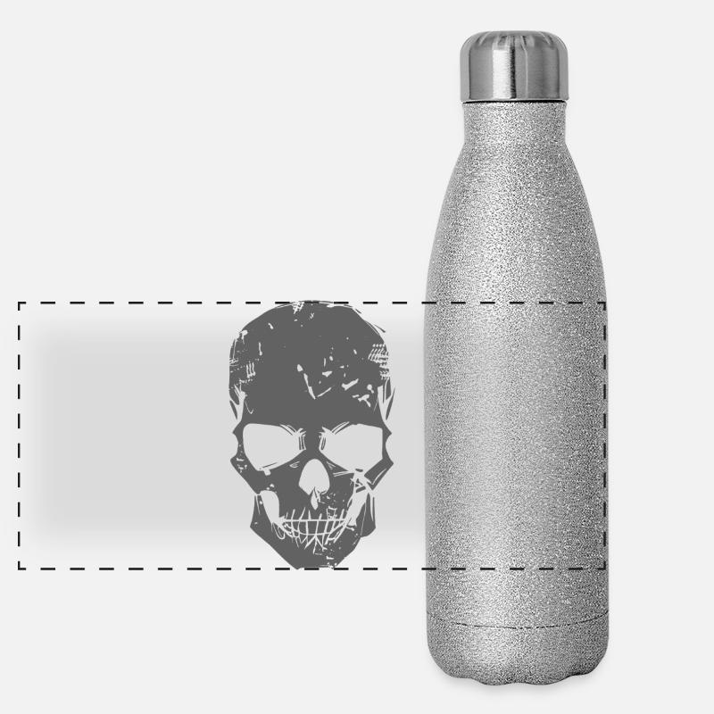 Crâne gris Gourde isotherme panoramique pailletée 500 ml
