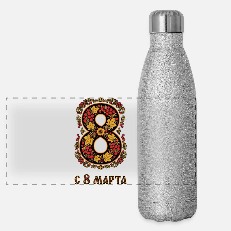 Art populaire russe 8 mars Gourde isotherme panoramique pailletée 500 ml