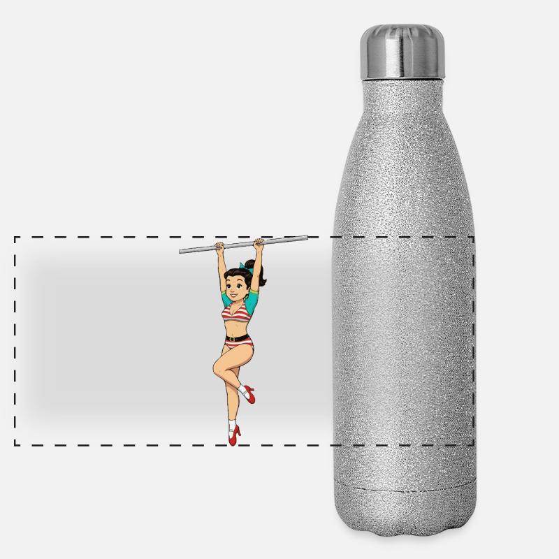 Girl on horizontal bar Panoramic Glitter Thermal Bottle 500 ml