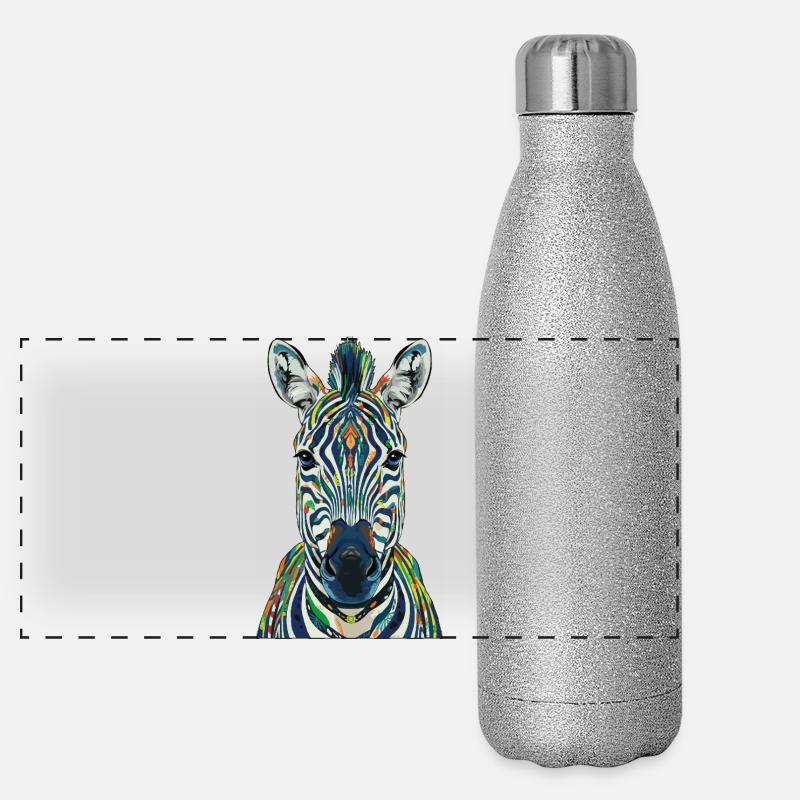 Buntes Zebra Panorama Glitzer Isolierflasche 500 ml