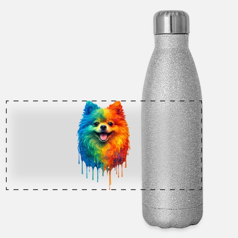 Poméranie aux couleurs vives Gourde isotherme panoramique pailletée 500 ml
