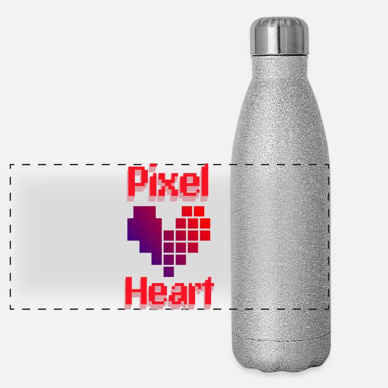 Pixel Retro Love Heart Gradient Panorama Glitzer Isolierflasche 500 ml