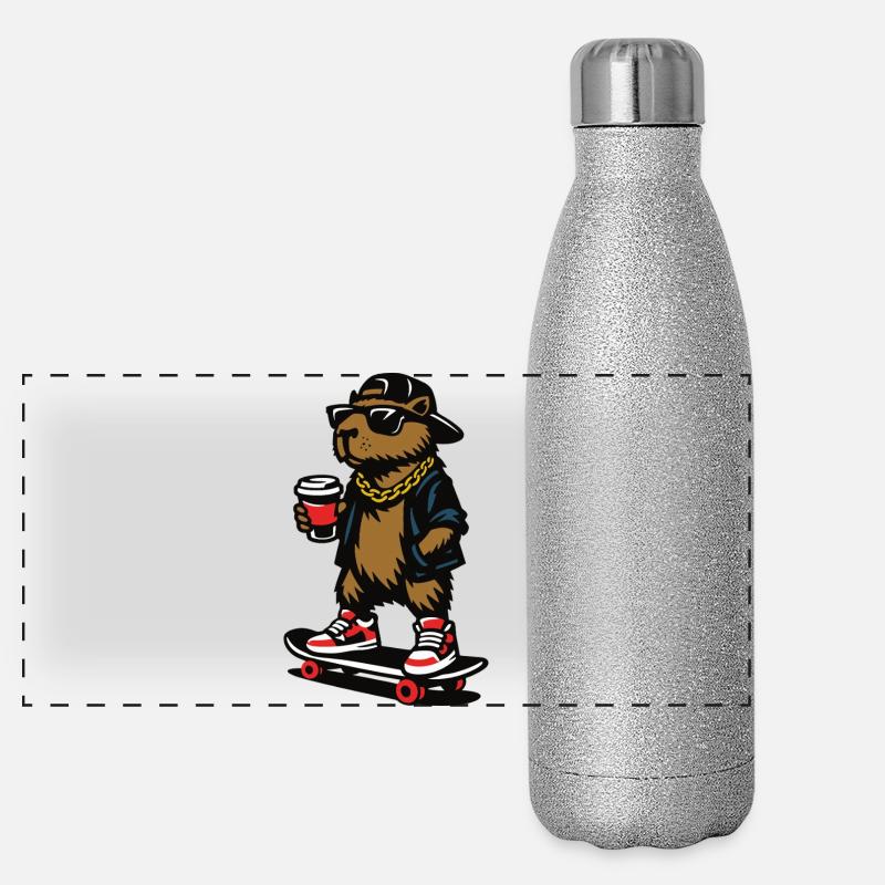 Café à roulettes Colles Capybara Gourde isotherme panoramique pailletée 500 ml
